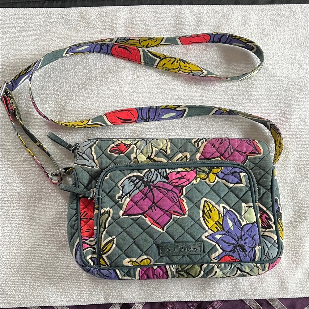 Vera Bradley Quilted Crossbody Bag - Green and Multicolor Floral